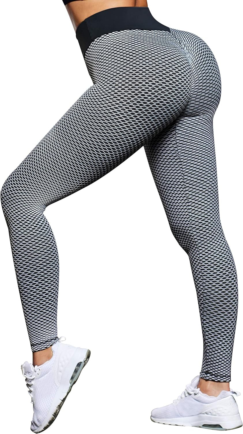 Sexy Butt Lifting Workout Leggings for Women Textured Booty High Waist Yoga Pant(S,3-Dark Grey)