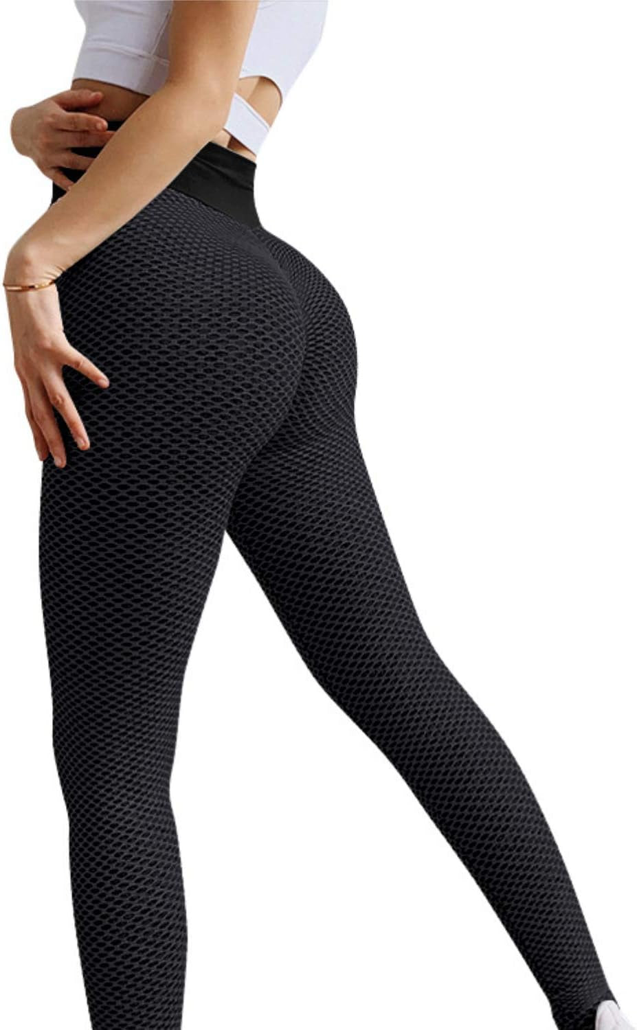 Sexy Butt Lifting Workout Leggings for Women Textured Booty High Waist Yoga Pant(S,3-Dark Grey)