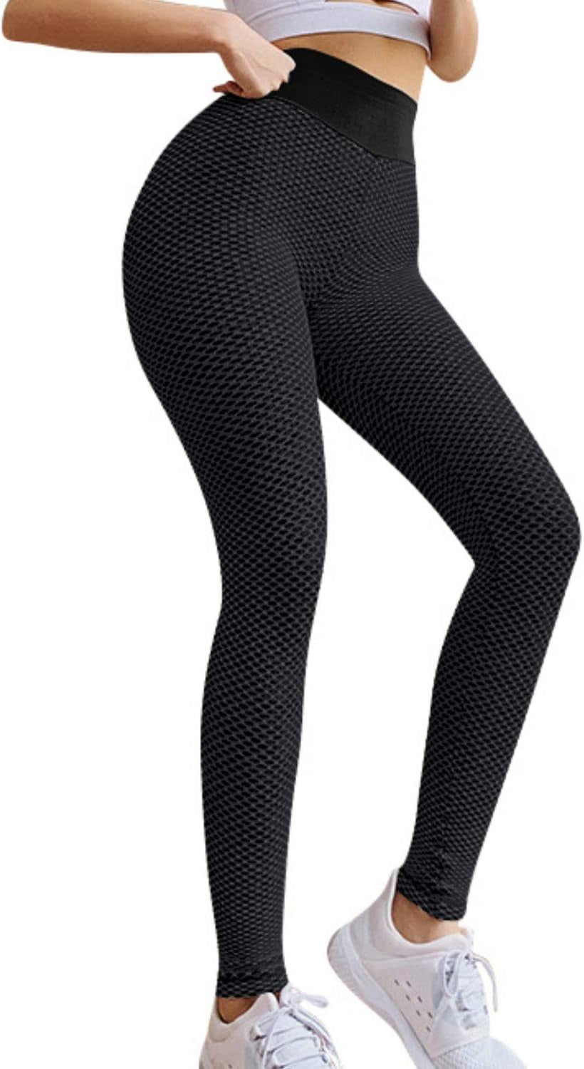 Sexy Butt Lifting Workout Leggings for Women Textured Booty High Waist Yoga Pant(S,3-Dark Grey)