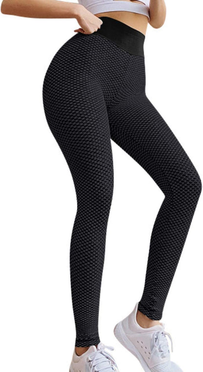 Sexy Butt Lifting Workout Leggings for Women Textured Booty High Waist Yoga Pant(S,3-Dark Grey)